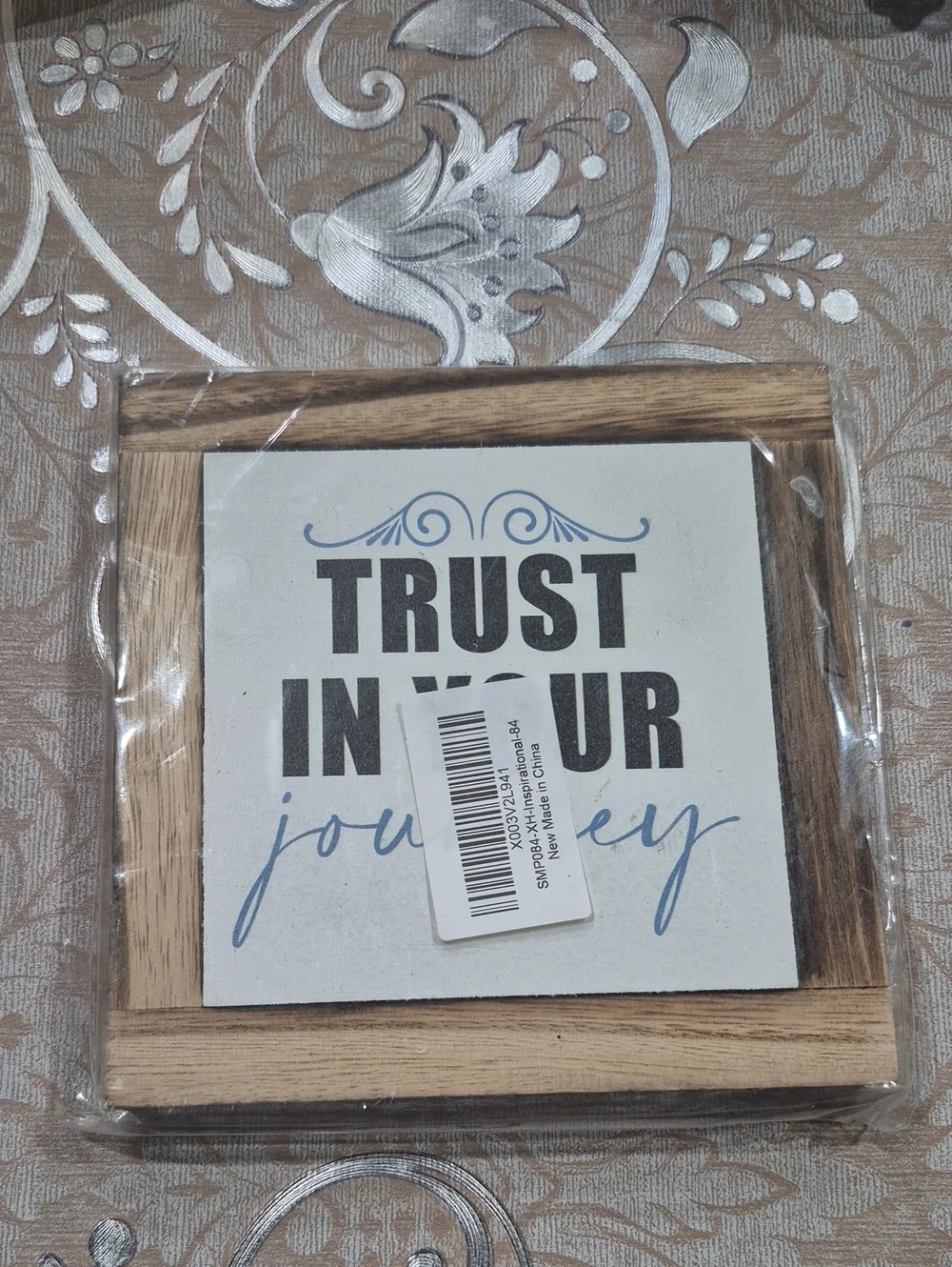 Trust in Your Journey Framed Wall Art - Blue and Black on White